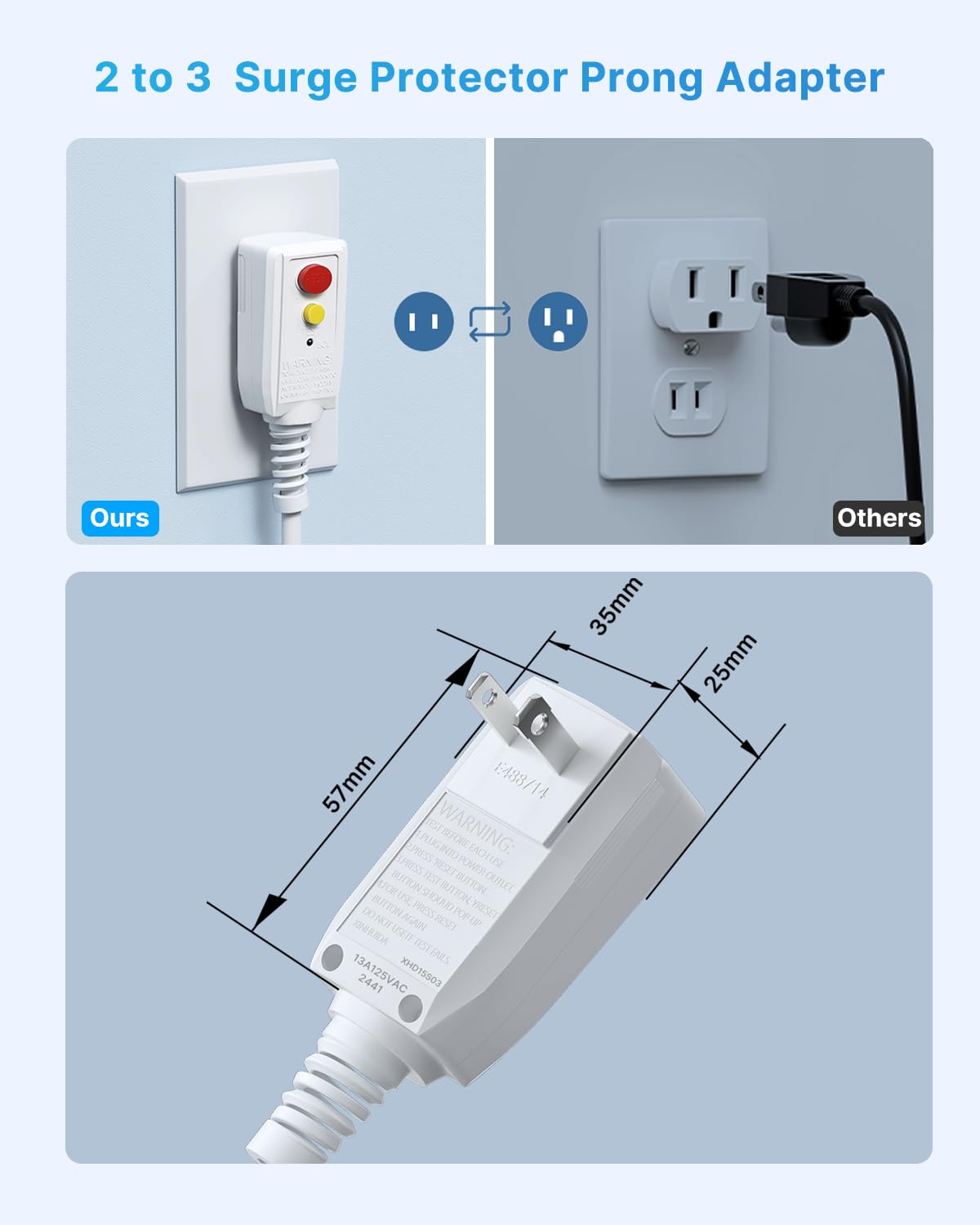 2 Prong GFCI Power Strip, VINTAR 2 Prong to 3 Prong GFCI Plug Adapter, 6ft Extension Cord with 6 Outlets & 4 USB(2 USB-C), 1050J Surge Protector, Polarized Plug Wall Mount for Non-Grounded Outlet