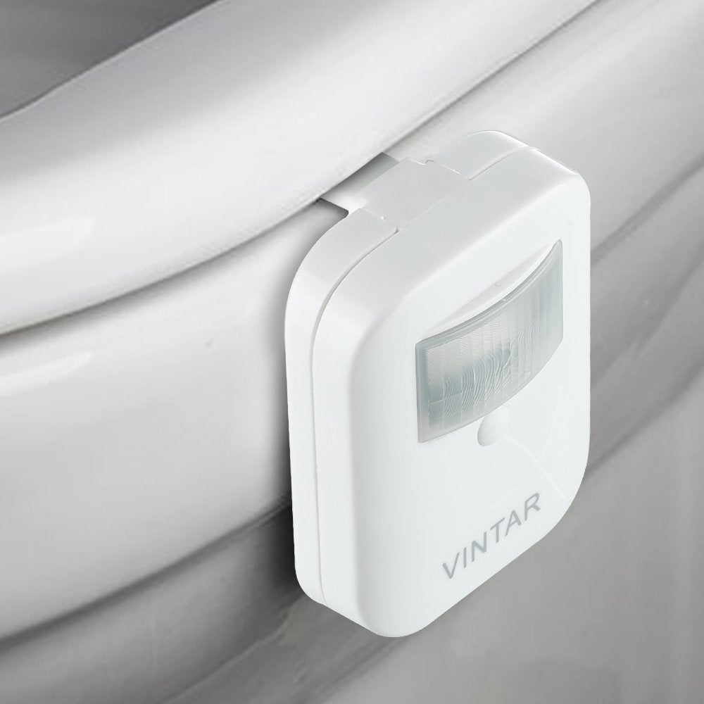 VINTAR Rechargeable 16 Color Motion Sensor LED Toilet Night Light, 5 Stage Dimmer, IP67 Waterproof, Light Detection, Birthday Gift Idea for Dad, Mom, Him, Her, Men, Women and Kids, Cool Gadget