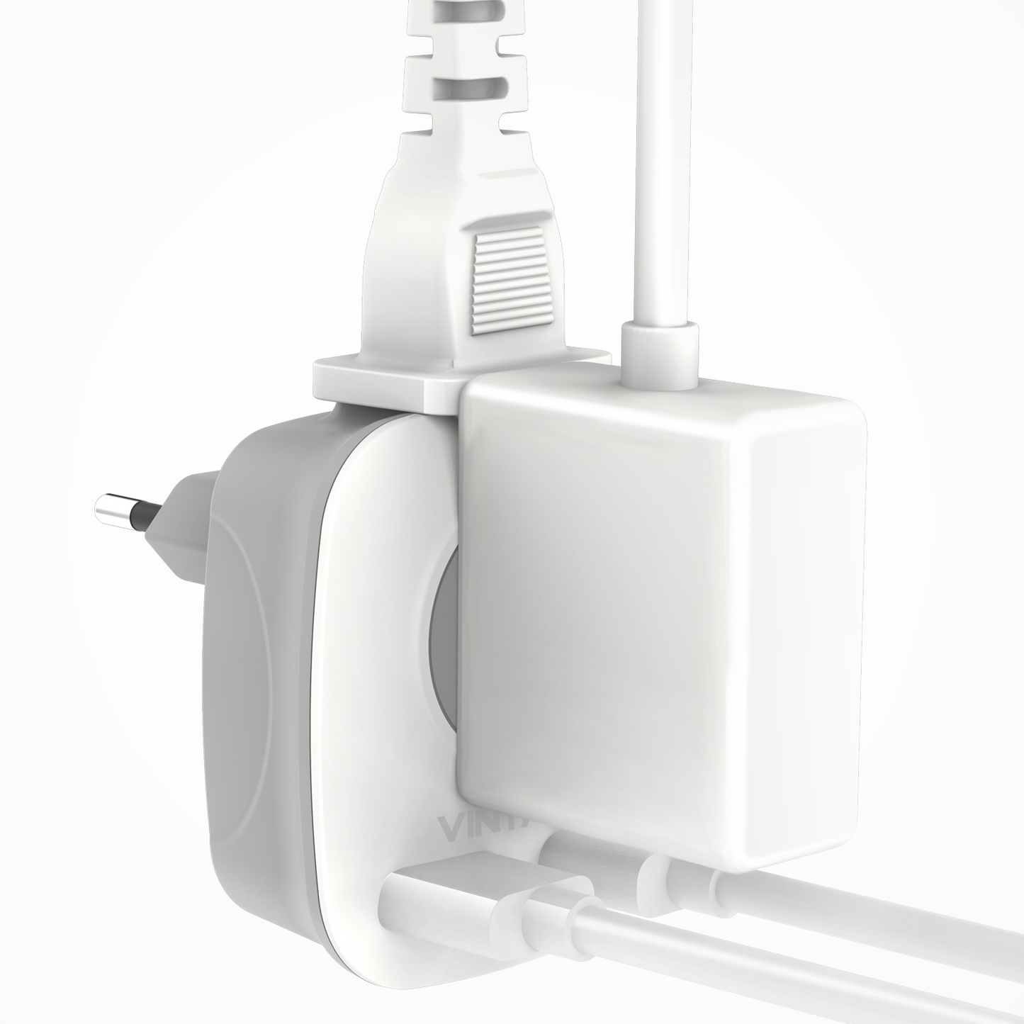 European Travel Plug Adapter, VINTAR International Power Adapter with 2 USB Ports,2 American Outlets- 4 in 1 Travel Essentials to France, Germany, Greece, Italy, Israel, Spain (Type C)