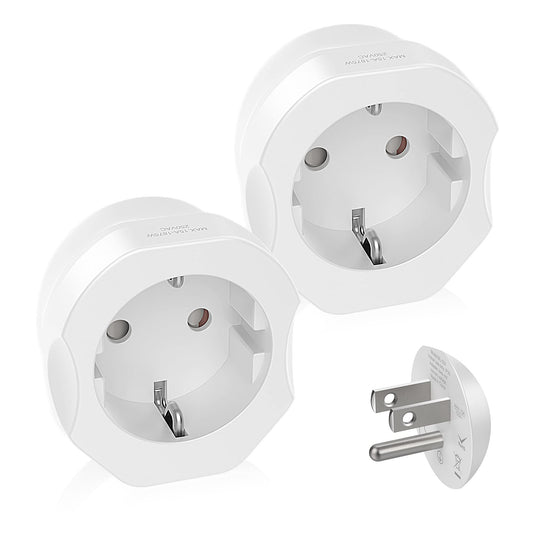 Europe to US Plug Adapter, VINTAR European to US Plug Adapter, EU to US Plug Adapter, Europe to USA Travel Converter for Most of Europe EU Spain France Type C/E/F Plugs to US Power Adapter