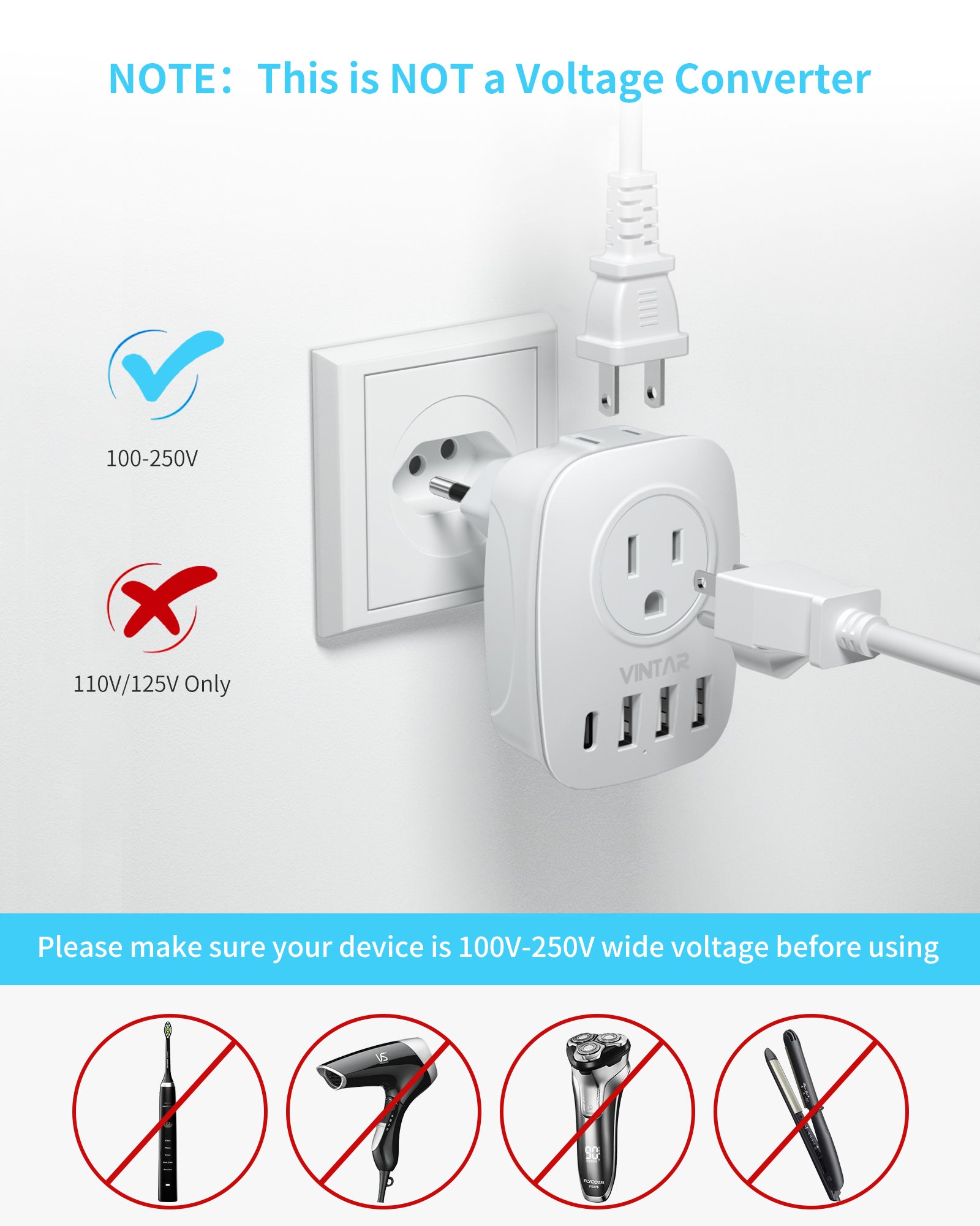 2-Pack] Switzerland Plug Adapter,VINTAR Type J Adapter Switzerland