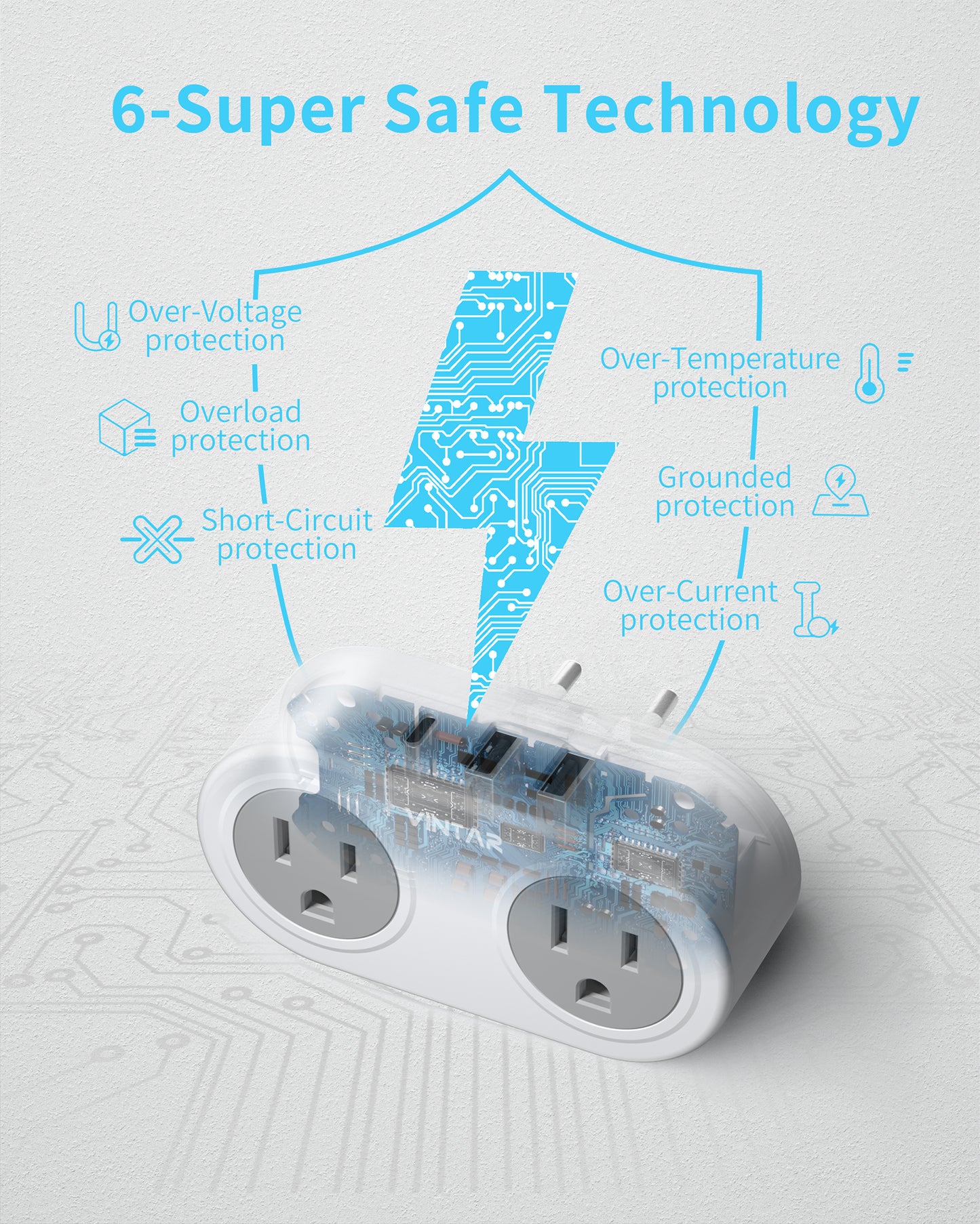 European Travel Plug Adapter for Europe & UK, VINTAR International Power Plug with 1 USB C 2 USB A Ports and 2 American Outlets, Type C Charger Travel Essentials to Italy Greece Israel France Spain