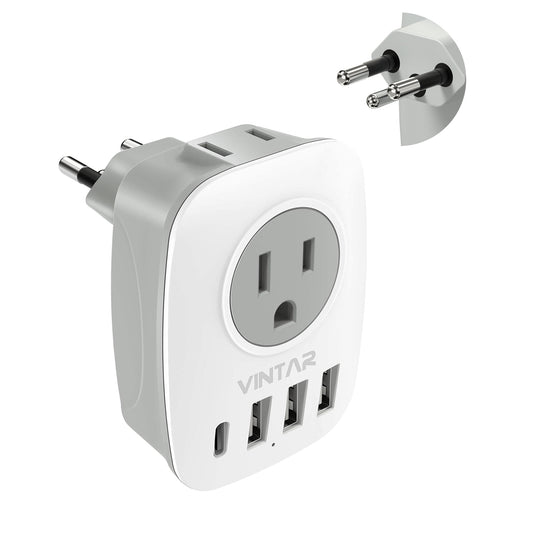 Switzerland Plug Adapter,VINTAR Type J Adapter Switzerland with 1 USB C,3 USB Ports and 2 American Outlets, 6 in 1 Swiss Power Adapter for US to Switzerland, Rwanda, Liechtenstein