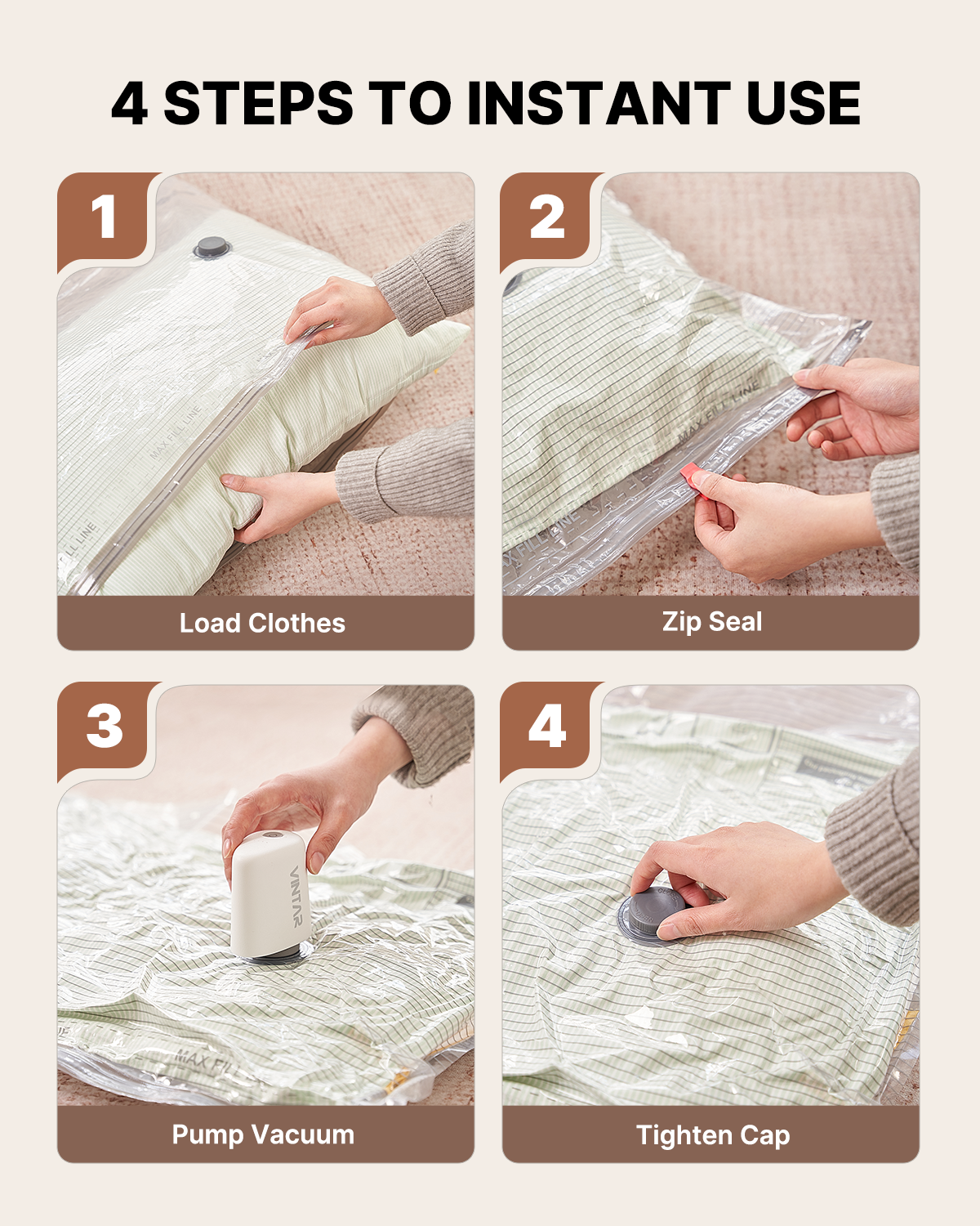 Vacuum Seal Bags for Clothing Travel with Rechargeable Cordless Pump, VINTAR 20 Pack Space Saver Vacuum Storage Bags, Travel Vacuum Compression Bags Set for Luggage Clothes Bedding Blanket