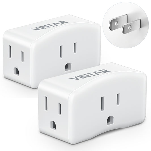 2 Prong to 3 Prong Outlet Adapter, VINTAR 2 Prong Power Strip with 3 AC Outlets (1875W/15A), Polarized Plug, Wall Plug Extender for Non-Grounded Outlet in Old House, Cruise Essentials, 2 Pack