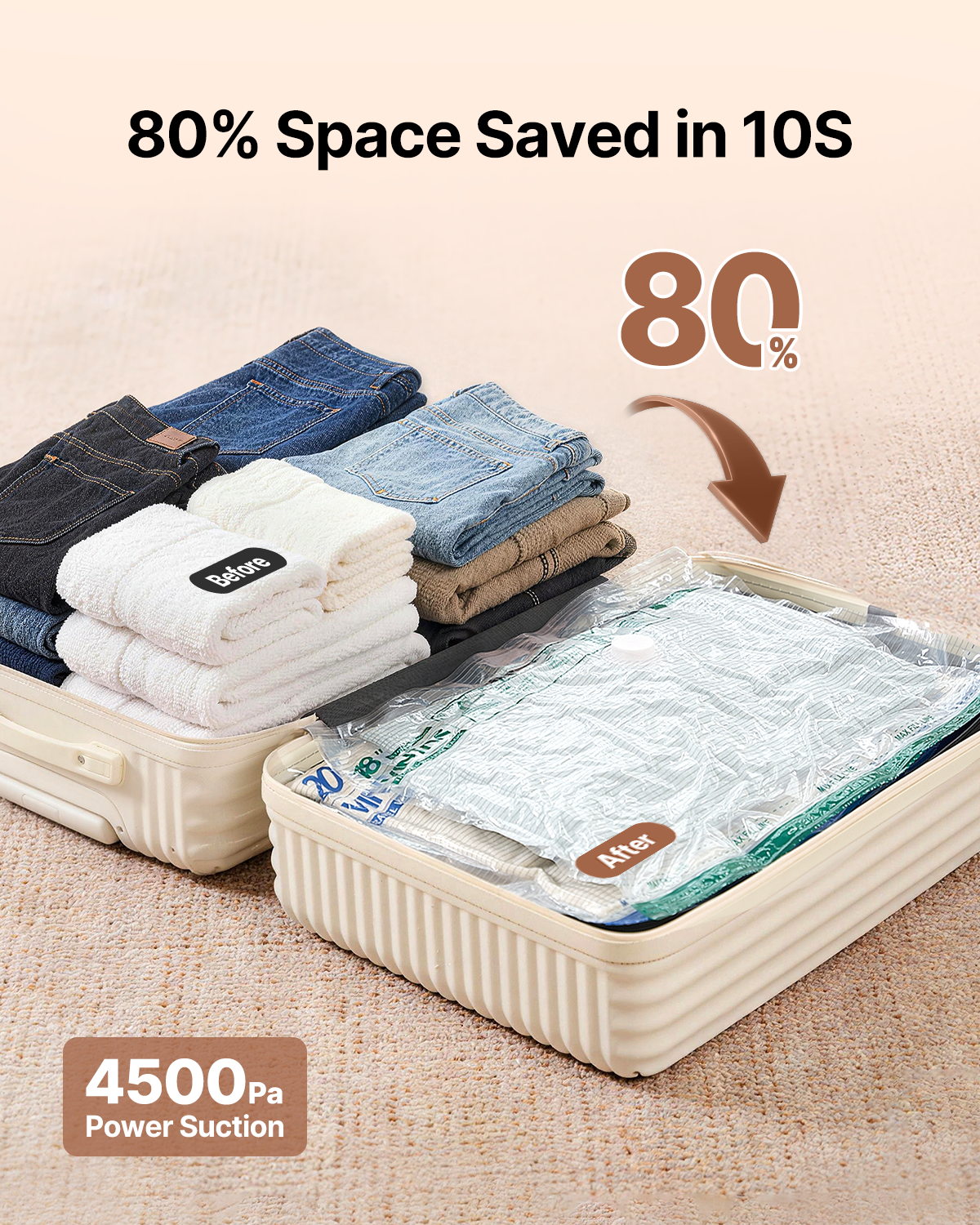 Vacuum Seal Bags for Clothing Travel with Rechargeable Cordless Pump, VINTAR 20 Pack Space Saver Vacuum Storage Bags Set (5XL/5L/5M/5S) for Clothes, Travel Compression Bags for Luggage and Suitcase