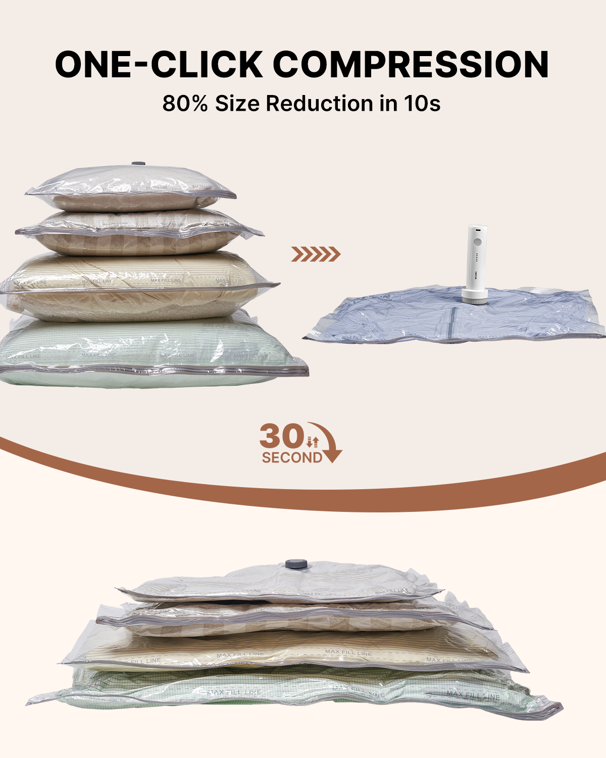 Vacuum Seal Bags for Clothing Travel, VINTAR 12 Pack Vacuum Storage Bags with Rechargeable Wireless Pump, Space Saver Bags(3 Jumbo+3 Large+3 Medium+3 Small) for Travel Luggage, Suitcase Storage