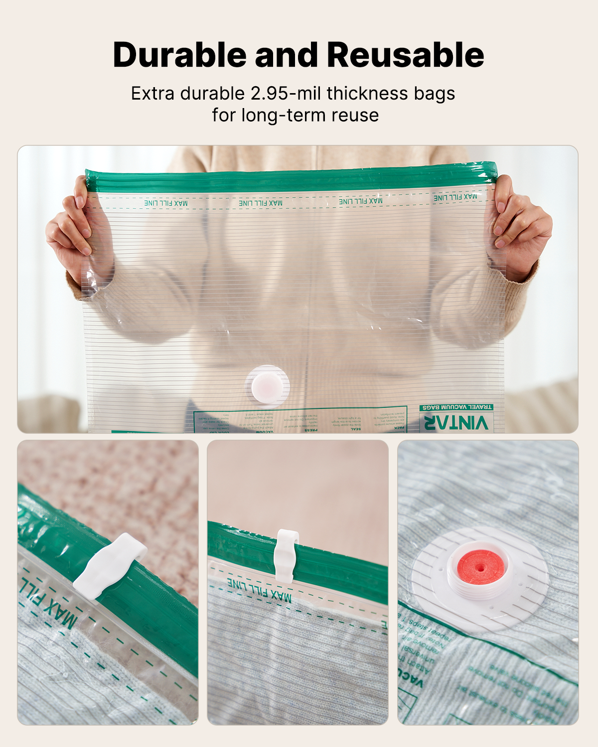 Vacuum Seal Bags for Clothing Travel with Rechargeable Cordless Pump, VINTAR 20 Pack Space Saver Vacuum Storage Bags Set (5XL/5L/5M/5S) for Clothes, Travel Compression Bags for Luggage and Suitcase