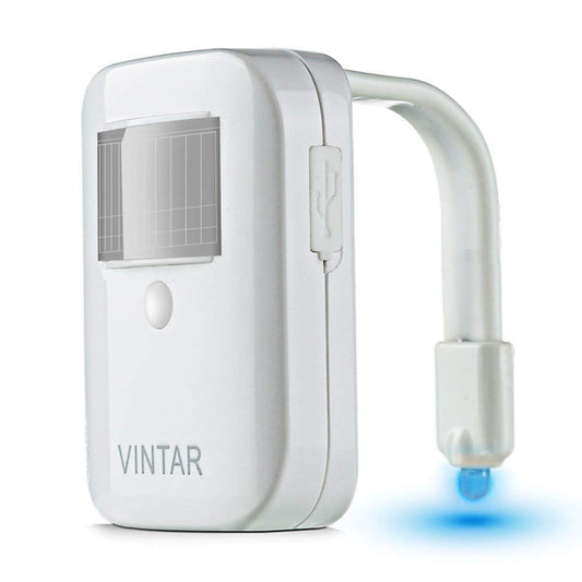 VINTAR Rechargeable 16 Color Motion Sensor LED Toilet Night Light, 5 Stage Dimmer, IP67 Waterproof, Light Detection, Birthday Gift Idea for Dad, Mom, Him, Her, Men, Women and Kids, Cool Gadget