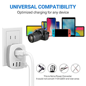 [2-Pack] UK Ireland Travel Plug Adapter, VINTAR International Power Adaptor with 1USB C, 2American Outlets and 3USB Ports, 6 in 1 Type G Plug Adapter