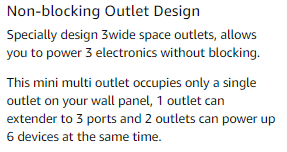 Multi Plug Outlet Extender, VINTAR 3 Outlet Adapter, Multiple Outlet Splitter, Grounded Wall Tap Adapter, Power Plug Expander for Travel Home Office Dorm, 3-Pack