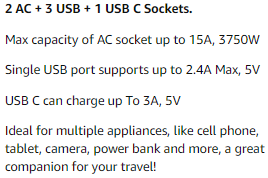 [3-Pack] UK Ireland Travel Plug Adapter, VINTAR International Power Adaptor with 1USB C, 2American Outlets and 3USB Ports, 6 in 1 Type G Plug Adapter