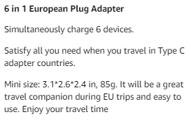 [3-Pack] European Travel Plug Adapter, VINTAR International Power Plug Adapter with 2 American Outlets, 1 USB C and 3 USB Ports, 6 in 1 Travel Essentials to France, German, Italy, Spain (Type C)