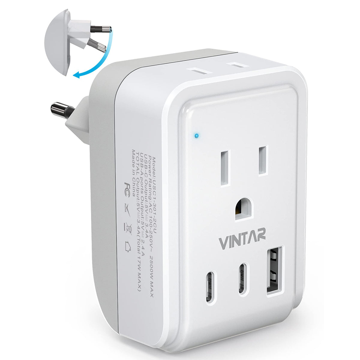 Usb Plug Adapter Inside European Travel Plug Adapter, VINTAR Foldable International Power Plug ...