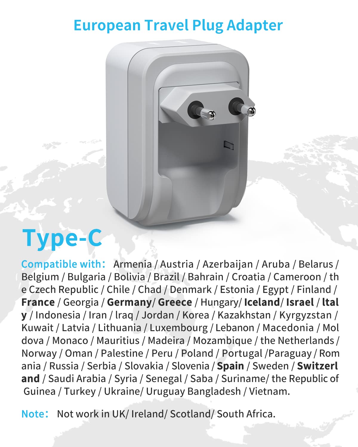 Plug Outlets In France European Travel Plug Adapter, VINTAR Foldable International Power Plug ...