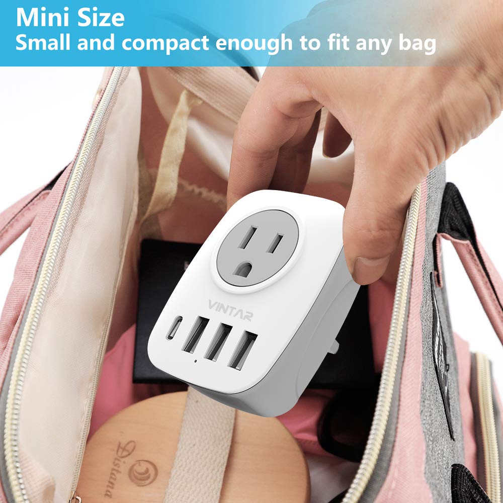 [2-Pack] UK Ireland Travel Plug Adapter, VINTAR International Power Adaptor with 1USB C, 2American Outlets and 3USB Ports, 6 in 1 Type G Plug Adapter